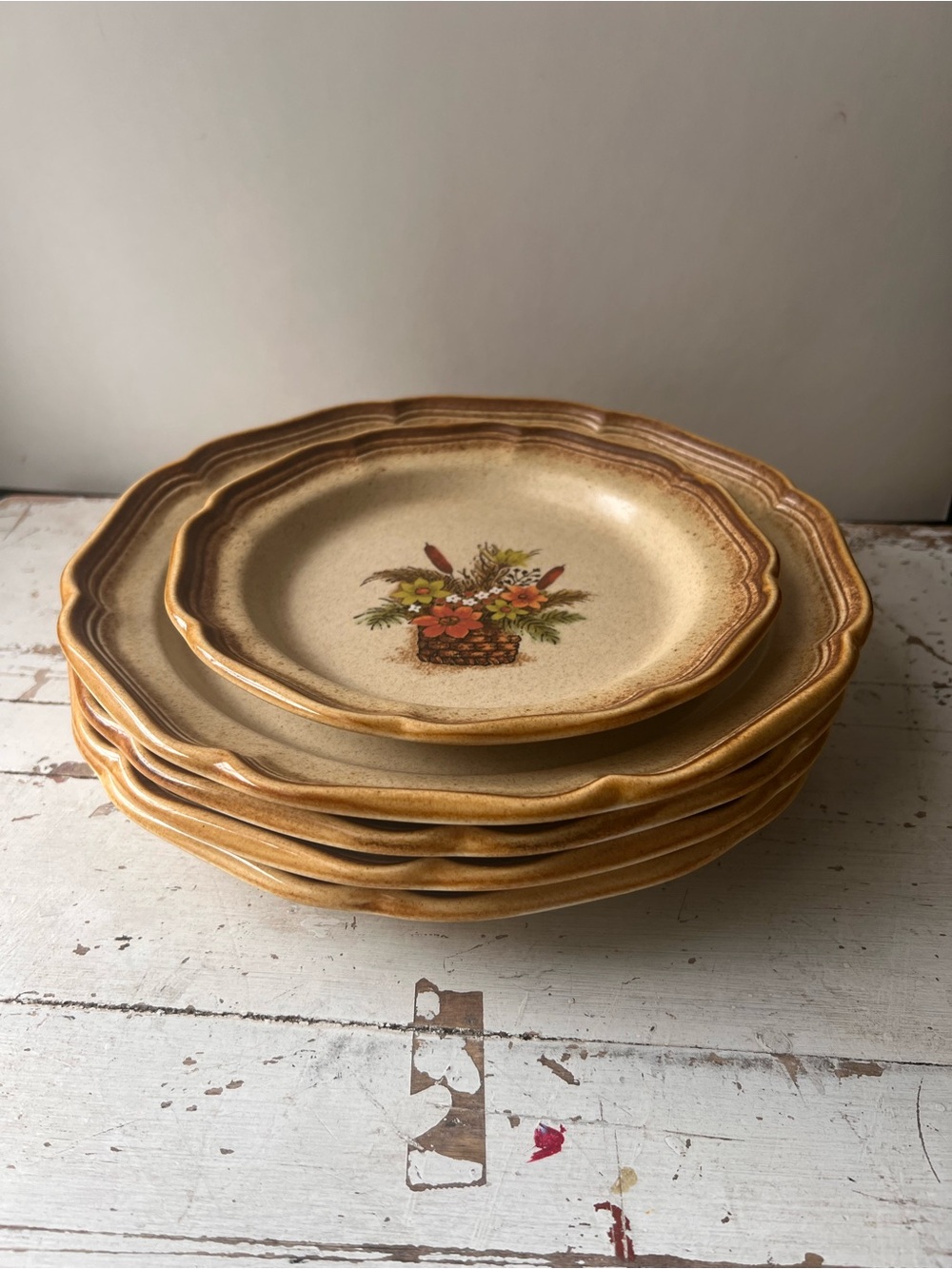Vintage Mikasa-Set of 5 Plates with Floral Design